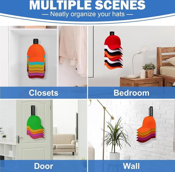 Wall-mounted storage shelf, large capacity, easy to install, compact hat storage and display shelf