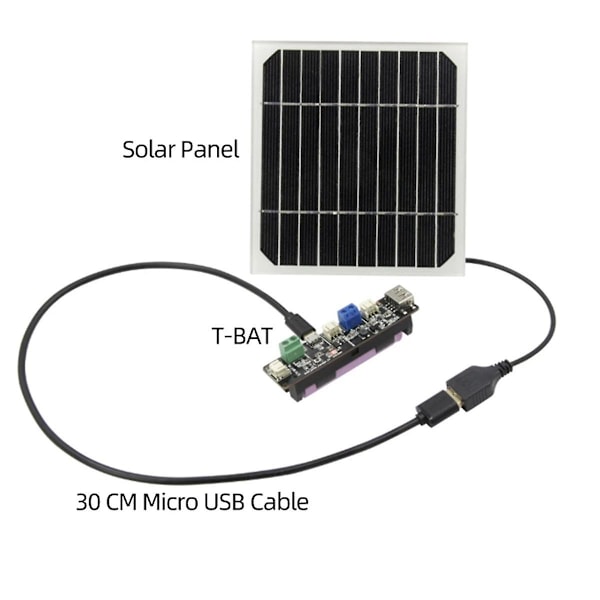 T-BAT Batterihållare CN3065 Power Chip Solladdning Kan Användas med 18650 Batteri Utvecklingskort