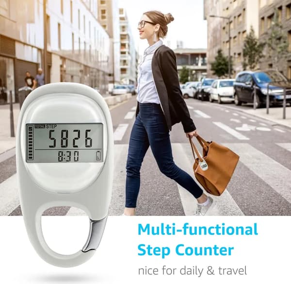 3D Pedometer with Clip, Simple Walking Pedometer, Equipped with a Large LCD Screen, Unisex, Tracks Steps, Distance, and Calories Burned.