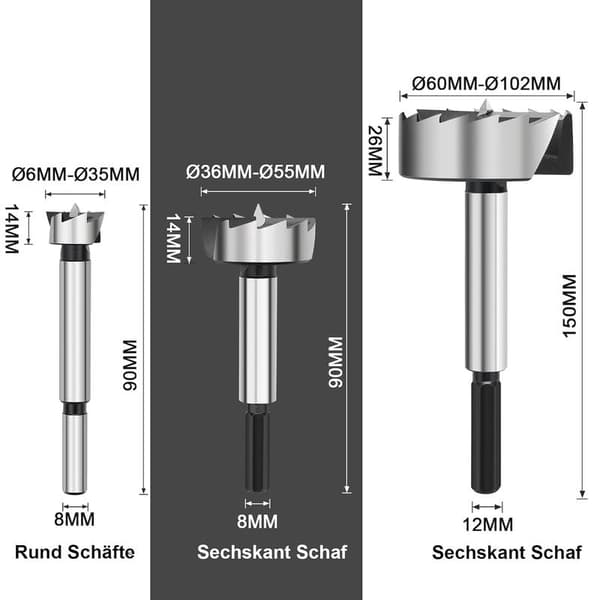 50 mm Forstnerbor for tre, Forstnerbor diameter 50 mm, lengde 90 mm