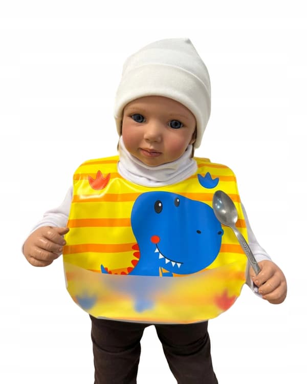 3-pack Waterproof Bibs for Boys with Velcro Pocket BPA-Free Pattern