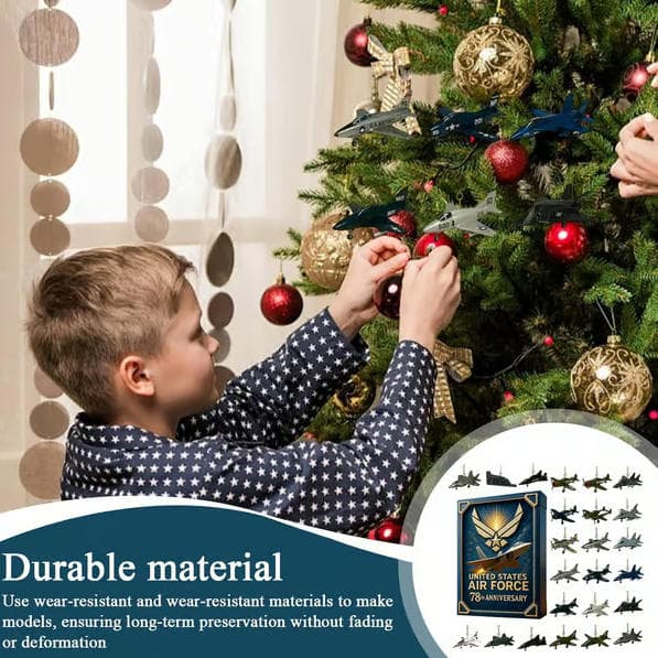 Julkalender med flygplan - Akryl adventsnedräkning för flygentusiaster 24 dagars display med flygvapentema