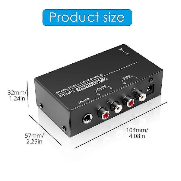 Ultra-kompakt Phono Forforstærker med RCA Input & Output 1/4 Tomme TRS Interfaces Preamplificador Pladespiller Forforstærker PP400