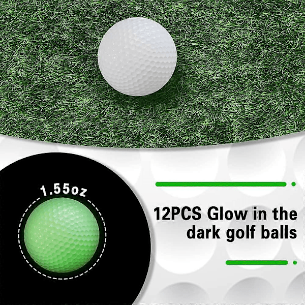 12-pakning Selvlysende Golfballer Lysende Nattgolfballer Selvlysende i Mørket Beste Slagturnering Fluorescerende Golfball Langvarige Lyse Selvlysende Baller