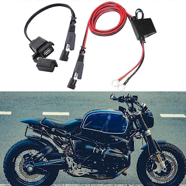 Motorcykel Vattentät SAE till USB Kabeladapter USB Laddare 2.1A Snabbladdning