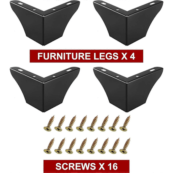 3 tommer møbelfødder i metal, sæt med 4, kraftige møbelfødder minimalistisk design sofafødder