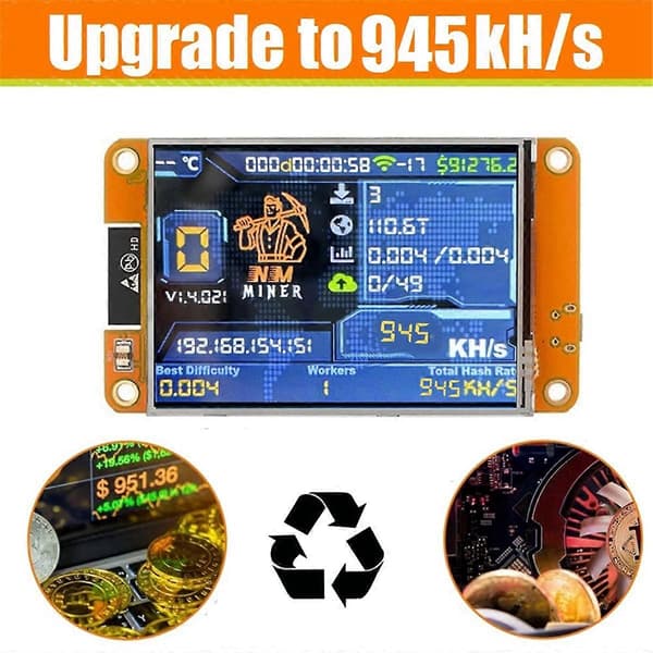 NMMiner NerdMiner 945KH/S Hashrate 2,8 tommer Smart Display Bitcoin