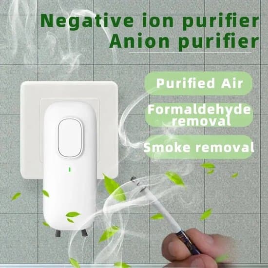 Air Purifier - Plug-in with Negative Ion Generator Odor Removal for Home - 50m3/h - White