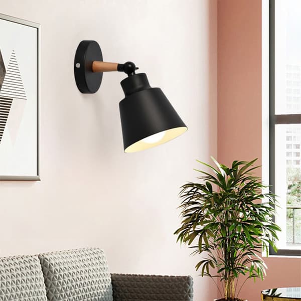 9-tums svart vägglampa för sovrum, sängbord, smidesjärn, minimalistisk stil, för sovrum, säng, hall, arbetsrum (glödlampa ingår ej)