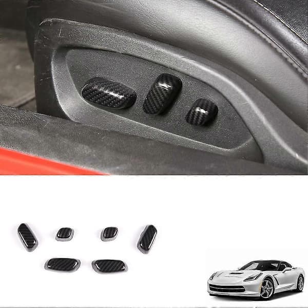 Bil Karbonfiber Interiør Front Elektriske Seter Justeringsbryter Deksel Trim For Corvette C7 2014-2019