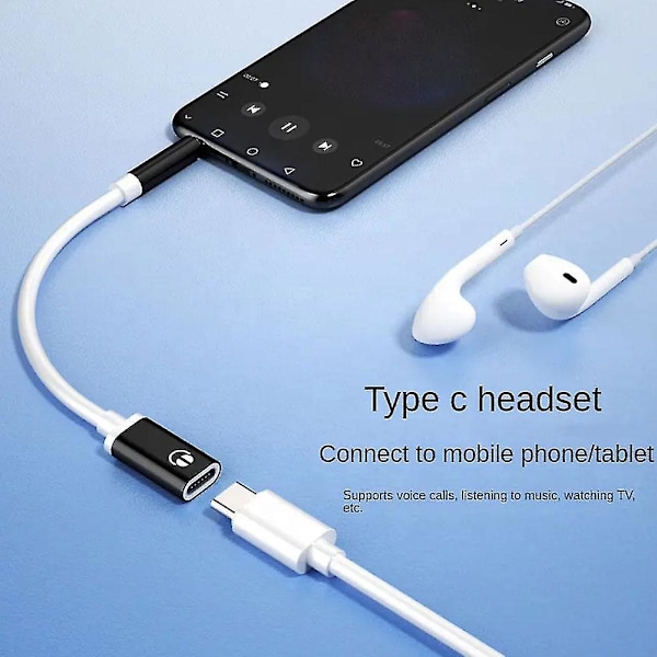 3,5 mm hann til Type-c hunn hodetelefonkonverter Flat til Rund Analog Lap