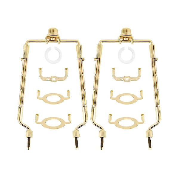 7 tum Lampskärm Harp Hållare Justerbar Lamp Harp Kit E14,E26,E27 Ljusbasadapter Guld Horn Ram