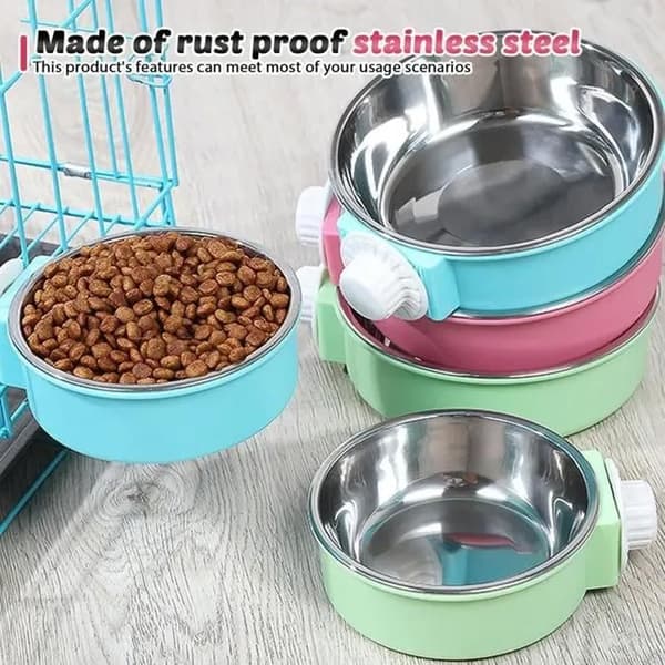 Set med 3 gnagarskålar - rostfritt stål - halkfri - 13 cm diameter