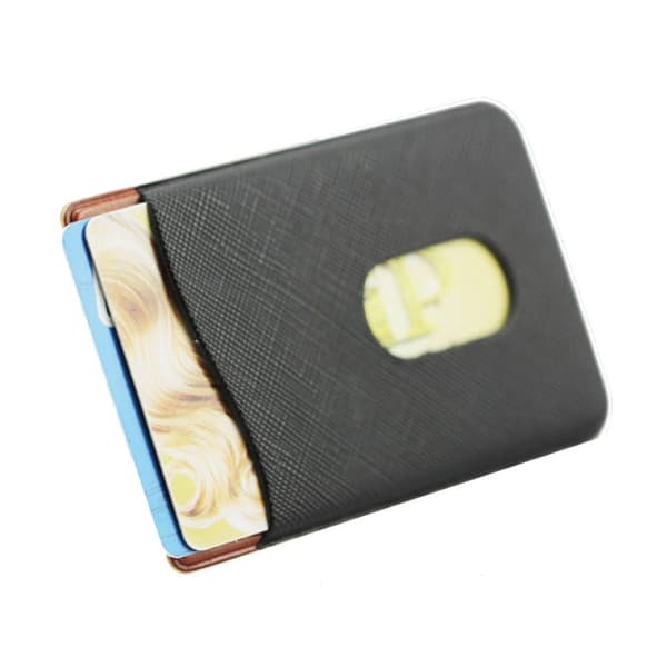 Black Leather Card Holder for Mobile Phone (Self-Adhesive)