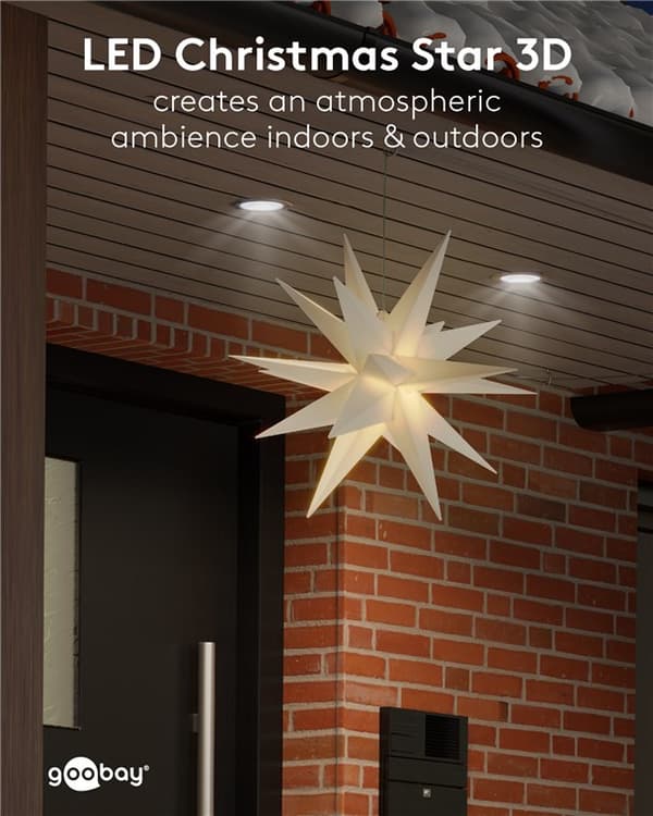 LED Christmas star 3D, Ø 56 cm, battery operated