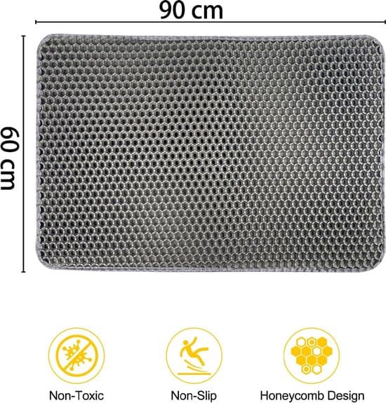 60x90 cm Vanntett Dobbeltlags Kattedo-matte med Bikakestruktur - Grå