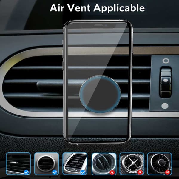 Magnetisk Mobilholder til Bilens Ventilationsgitter, Bilholder Sort