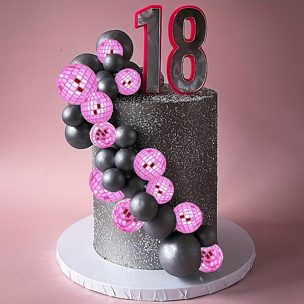 12 stk Rosa Diskokule Kakepynt, Reflekterende Speilkule Kakepynt, Passer for 70- og 80-talls Diskotemafestpynt, Bursdag Bachelorfest