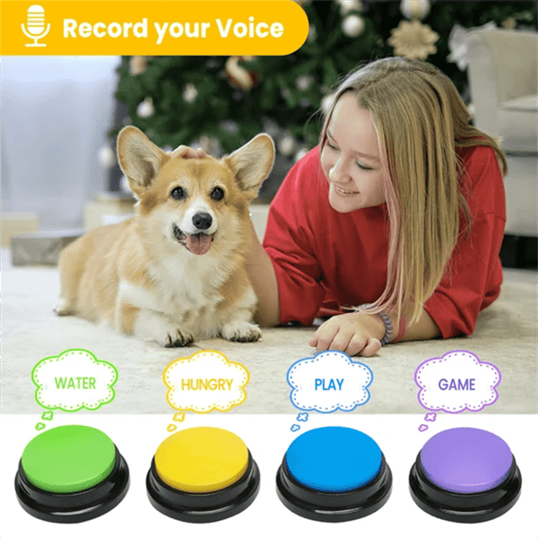 Voice Recording Button, Dog Communication Training Buzzer, Fun Gift, Suitable for Study, Office and Home Use, 4-Pack.