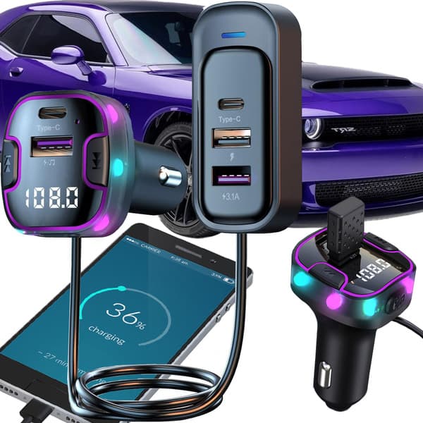 Trådløs Bluetooth FM-sender med baksetelader for bilen