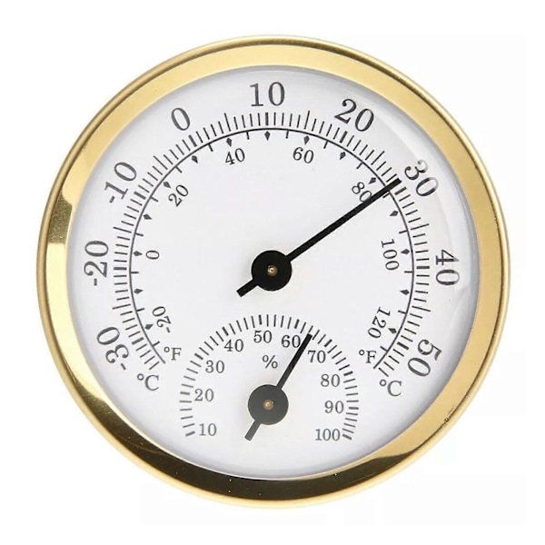 Mini Gull Analogt Termometer Hygrometer Rom Innendørs Temperatur Fuktighetsmåler