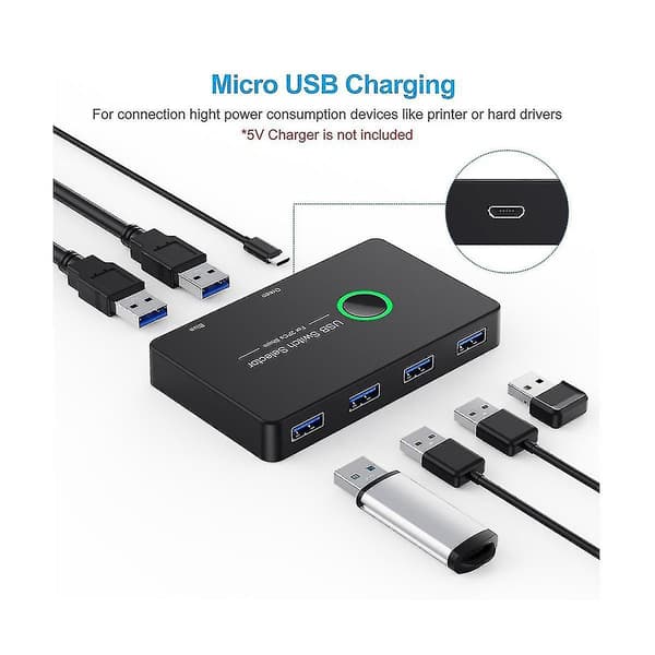 USB KVM Switch USB 3.0 KVM USB Switcher for Tastatur Mus Skriver Mi Boks 2PC Portdeling 4 stk Dev