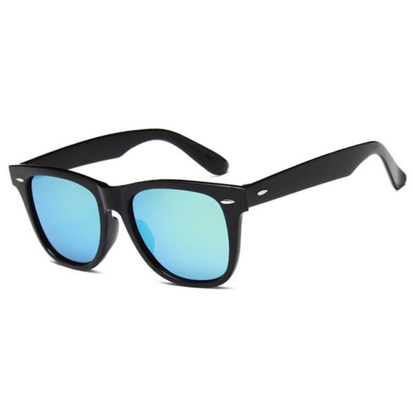 Sorte Wayfarer Solbriller Guld Spejlglas