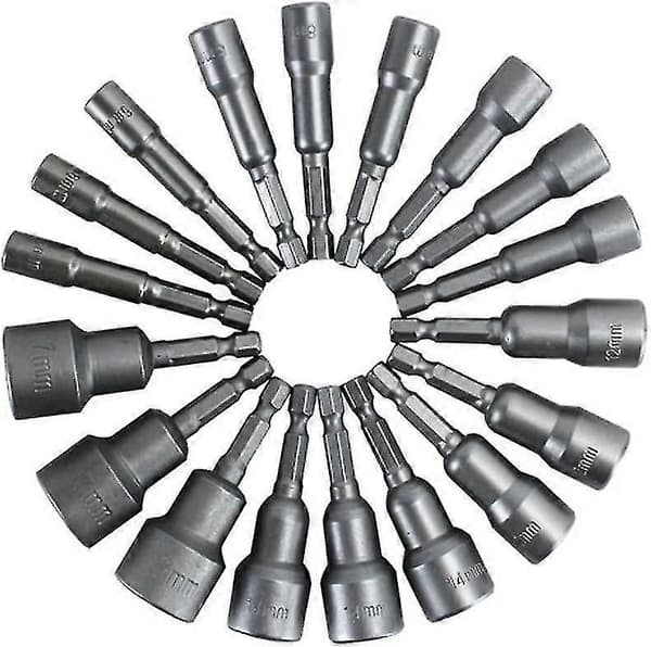 6-19mm Magnetisk Mutterdragare Borr Bits Set 1/4 Tum Hex Skaft Snabbväxling Metrisk Mutterdragare Set - 14st-XT