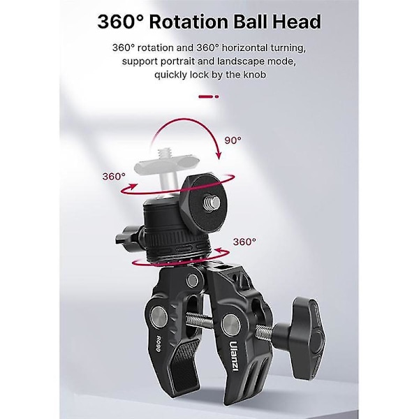Ulanzi R099 Klämma med 360 Mini Kulhuvud Snabbkopplingsklämma