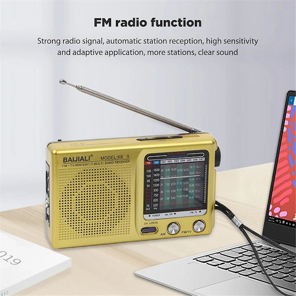 Fullbands Radio Bärbar Vintage Radio Bekväm Multifunktion Väder Mini Verktygsradio