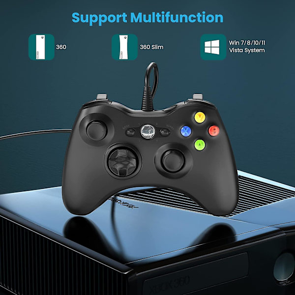 Langallinen ohjain Xbox 360:lle, YAEYE-peliohjain 360:lle kaksoisvärinä- ja turbotoiminnolla