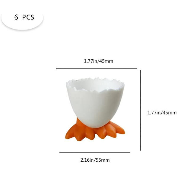 6 st äggkoppar Cartoon ägghållare Mjuka hårdkokta äggkoppar för frukost brunch Mjukkokta ägg (vit)