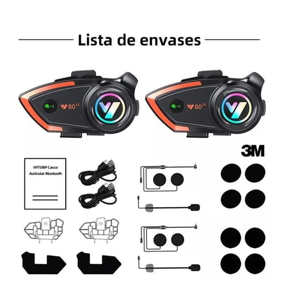 Motorcykel Intercom - JAUDE - Y80-2X - Bluetooth 5.0 - IPX6 - 1000mAh/32t