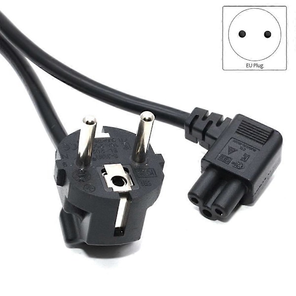 EU-pistoke 2-nastainen 4,8 mm - C5 90 asteen/kulman apilanlehtijohto virtajohto PC-näyttöön