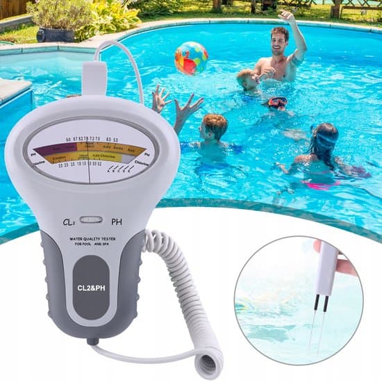 Vandkvalitetsmåler, pH-måler, klortester, digital vandtester pH & klor, 15 sekunders hurtigmåling, ingen kemiske reagenser, spa & akvarium