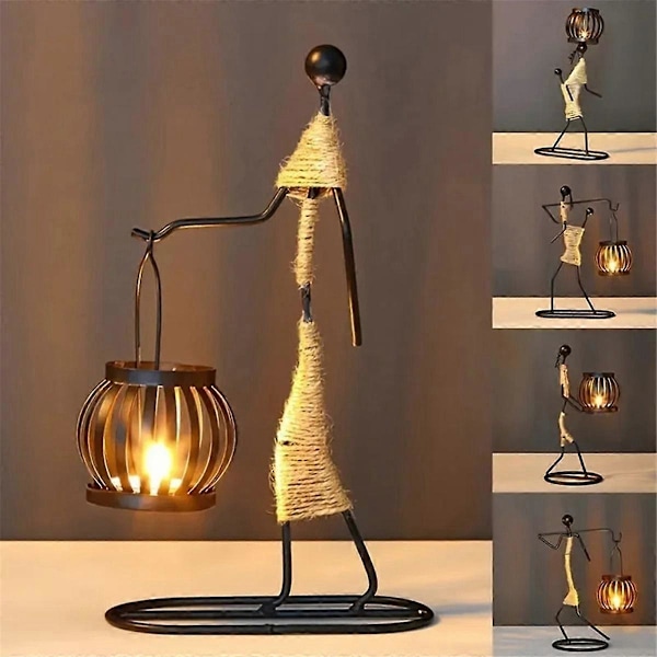 Nordisk Järn Ljusstake Abstrakt Karaktär Skulptur Ljushållare Bordslampa Atmosfär Innehåller Ej Ljus