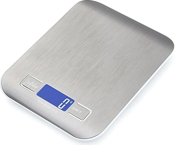 Digital Kitchen Scale, 10 kg Capacity, LCD Display, Electronic Household Scale with Precision and Tare Function, Silver Glass, Retro Design
