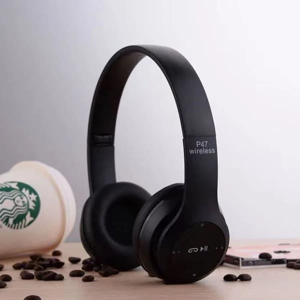 Langattomat Bluetooth On-ear-kuulokkeet mikrofonilla, musta