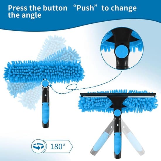 Telescopic Window Cleaner, Window Squeegee, Window Cleaning Kit, Long-Handled Window Cleaning Equipment (Blue)