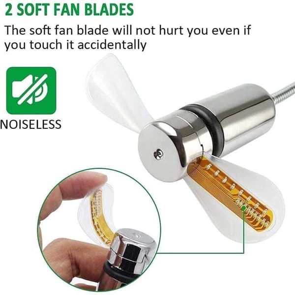 Mini fleksibel USB LED-vifte, egnet for bærbare datamaskiner, liten opplyst skrivebordsvifte