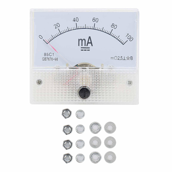 85C1 DC 0~100MA Pointer DC Amperemeter Strøm Panel Meter Måleinstrument