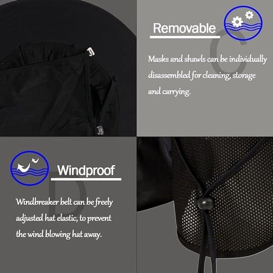 Fiskerhat - Dame - Hat - Herre - UV-beskyttelse Solhat - Hat - Unisex - UV-beskyttelse - Elastisk - Justerbar og Sammenfoldelig - Én Størrelse - Sort