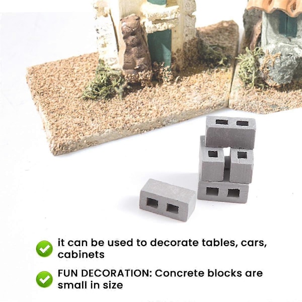 60 stk. 1/12 Skala Beton Miniature Mursten Tilbehør Model små mursten mini håndlavet DIY mikro landskabsbygning