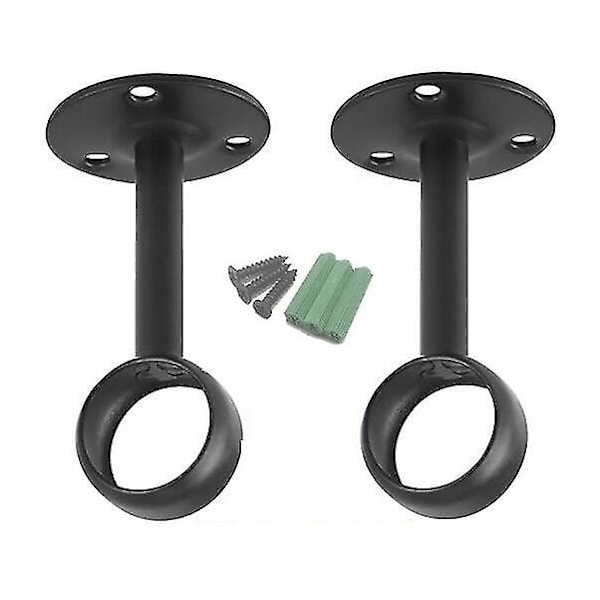 Hållare för gardinstång, takfäste, 2-pack, svart
