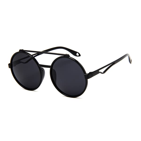 Round Black Sunglasses Black Glass