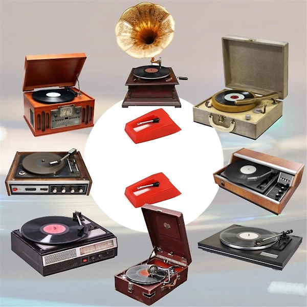 Platespiller Nålesett, 4 stk. Platespillernåler med 1 stk. Stylus Rengjøringsbørste, Erstatning for LP Vinyl Fonograf