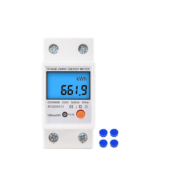 230V AC Din-kisko Yksivaihe Nollaa Nolla Energia Mittari KWh Jännite Virta Virrankulutus Laskuri