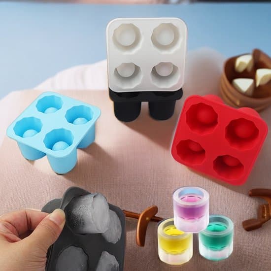 5-pack Silicone Ice Shot Glass Mold - 4-Cavity Reusable Ice Maker for Parties and Bar