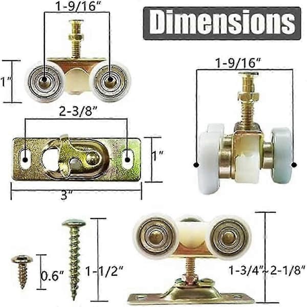 2 pakker skydedør hardware top hænger ruller hjul samling passer til del 1125 & 1500 hardware kit - god