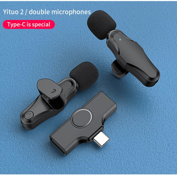 K10 Trådløs Lapel Mikrofon Klips-på Mic Plug & Play Type-C til Telefon Pad PC med Støjreduktion